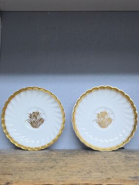 Vintage Gold Crocus Saucer Set Of 2 By Minton